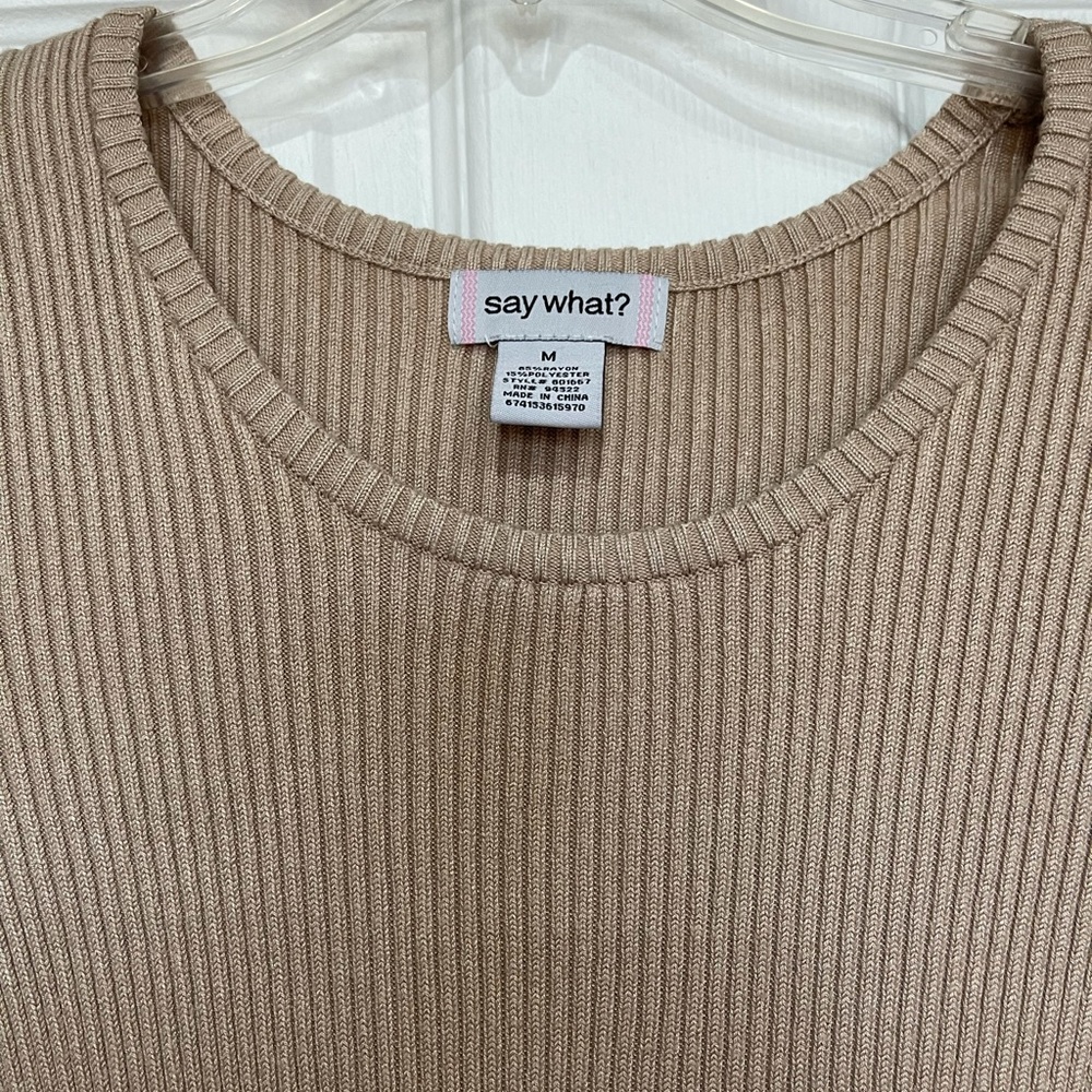 FREE w purchase knit skater dress, 3/4 sleeves, knee length, taupe color, pullon - Picture 12 of 12